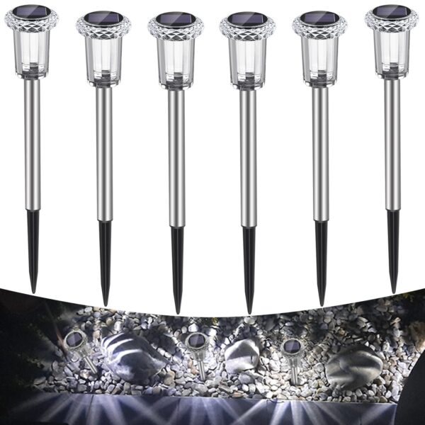 Auting 6er Set Solarleuchten Garten – LED Wegeleuchten Kaltweiß IP65 Wasserdicht