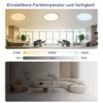 ONDTA LED Deckenleuchte 45W, 5300 lm, Dimmbar 2700K–6500K, IP54 Wasserdicht – Bild 3