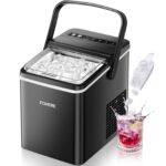 FOHERE Eiswürfelmaschine 14kg/24h – 9 Bullet-Eiswürfel in 5 Min, tragbar mit Selbstreinigung