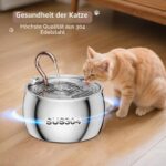 Recaqi Katzenbrunnen Edelstahl 2,5L mit Schwanenhals – Ultra leise Trinkbrunnen für Katzen & Hunde – Bild 2