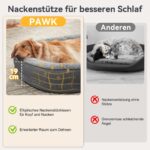 Pawk Orthopädisches Hundebett 89x63cm Mittelgrosse Hunde – Memory Foam mit 360° Nackenrolle – Bild 3