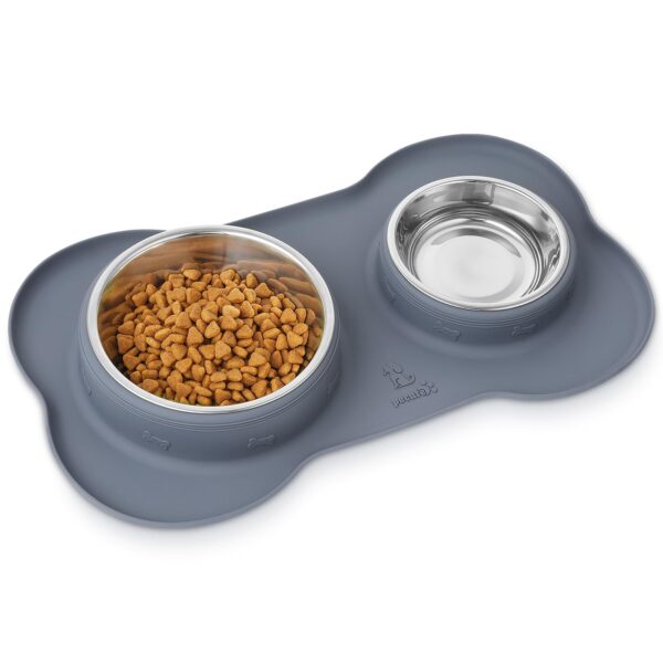 pecute 3-in-1 Futternapf Hunde & Katzen mit Edelstahl & rutschfester Silikon-Matte