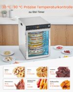 VEVOR Dörrgerät 12 Edelstahlschalen 800 W – Digitaler Dörrautomat mit Rotationssystem – Bild 7