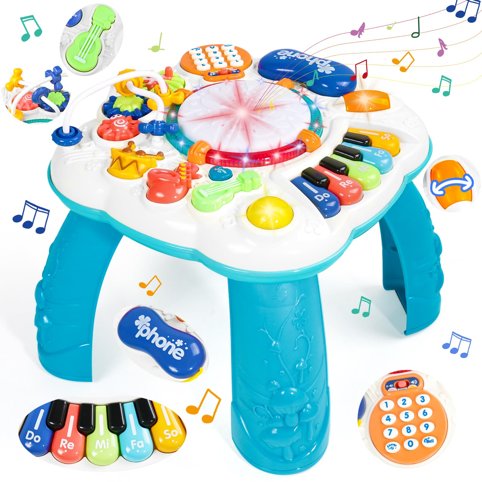 6 in 1 Spieltisch ab 1 Jahr – Activity Center mit Musik & Licht für Kleinkinder