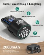 VIWKO 12V Akkuschrauber mit 2000 mAh & 98-teiligem Zubehör – Bohrschrauber für DIY – Bild 4