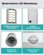 HiBay Außenlampe mit Bewegungsmelder E27 – IP44 Wandleuchte Edelstahl für Eingang & Balkon – Bild 7