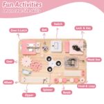 Potatomato Rosa Montessori Busy Board – 12 Aktivitäten Holzspielzeug für Feinmotorik & Konzentration – Bild 3