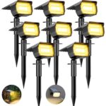 btfarm 8er Set Solarstrahler mit 72 LED – IP65 Gartenleuchten Warmweiss