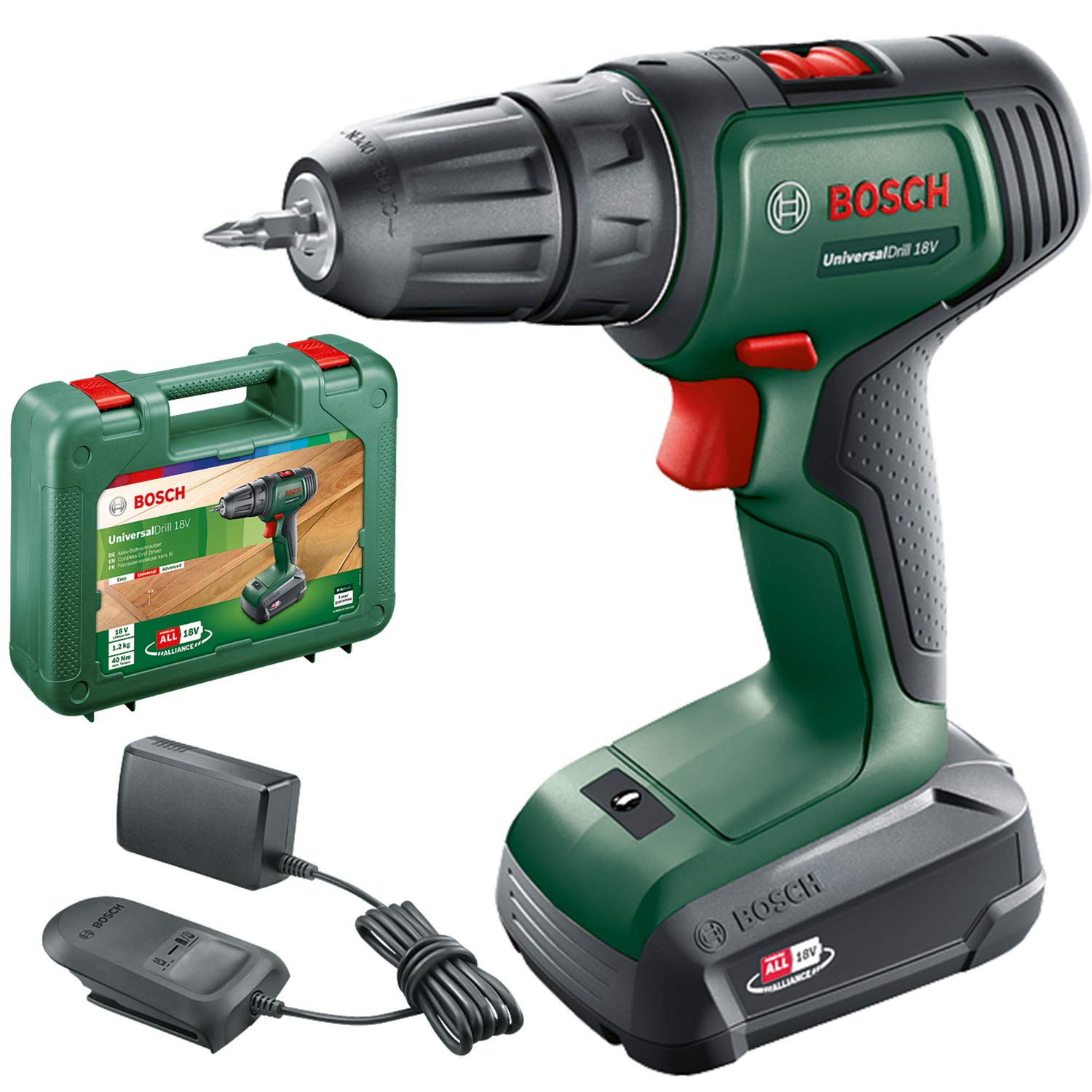 Bosch UniversalDrill 18V Akkuschrauber mit Akku & Koffer – Profi-Bohrschrauber