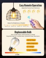FabStyl 2er Set Boho LED Hängelampe mit Fernbedienung – Batteriebetrieb für Aussen & Innen – Bild 5