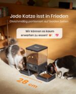 oneisall 5L Futterautomat mit 2 Edelstahlnäpfen – Automatische Katzenfütterung mit Timer & Sprachaufnahme – Bild 3