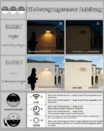 EBION LED Aussenwandleuchte mit Bewegungsmelder & 90° Schwenkbar – IP65 Aluminium – Bild 4