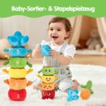hahaland Montessori Stapelspielzeug mit Blumentöpfen – Sensorisches Motorikspielzeug ab 6 Monaten – Bild 3