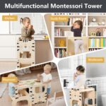 labebe Lernturm klappbar 3 in 1 – Montessori Learning Tower mit Kreidetafel ab 1 Jahr – Bild 9