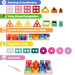 Hoiloie Montessori Holzspielzeug 3 in 1 – Stapel-, Form- und Angelspiel für Kinder ab 1 Jahr – Bild 5