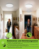 Oraymin LED-Deckenleuchte 18W mit Radar-Bewegungssensor & Dämmerungssensor – 4000K – Bild 3