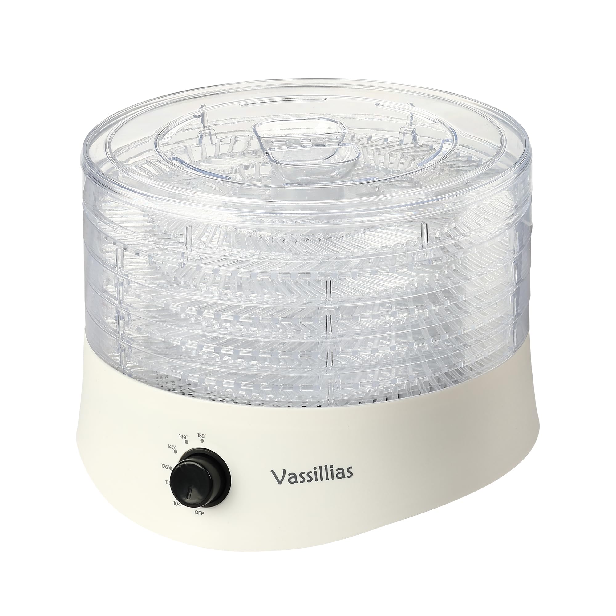 Vassillias Dörrautomat 280W mit 5 Tabletts – Lebensmitteltrockner für Fleisch, Obst & Gemüse