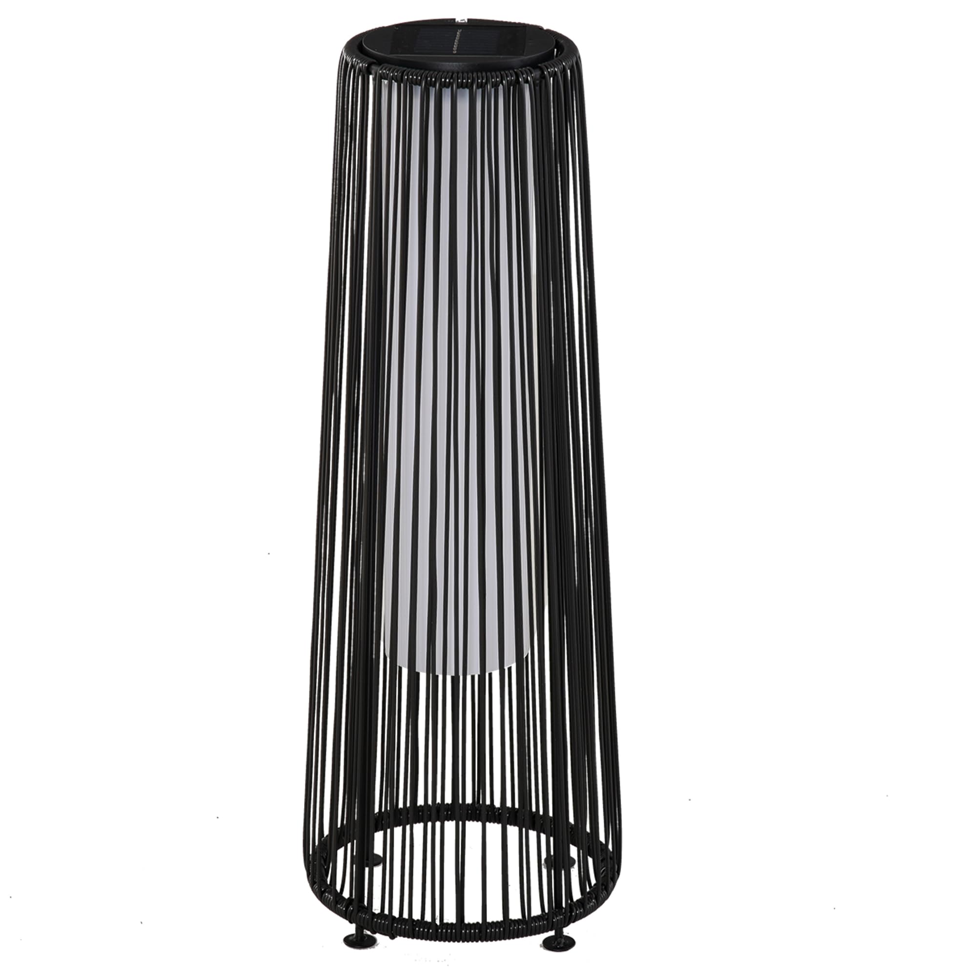 Outsunny Solarleuchte Rattan 61 cm – Gartenlampe mit Lichtsensor & 8h Betriebsdauer