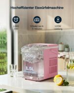 Upstreman Eiswürfelmaschine BI12-Rosa – 12 kg/Tag, 2 Eisgrößen, Selbstreinigend & Tragbar – Bild 2
