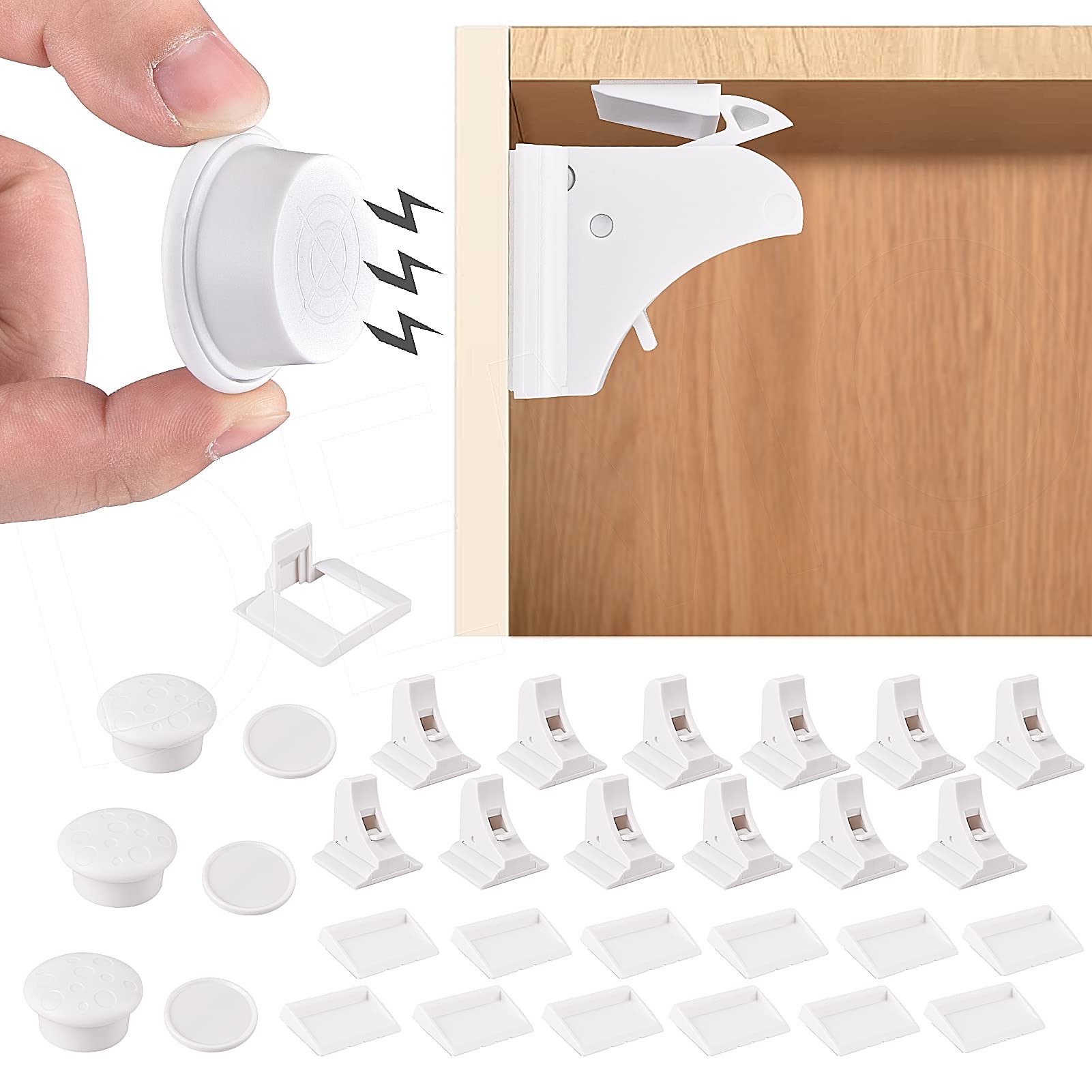 Jewan Magnetisches Schrankschloss 12er Set – Kindersicherung Schubladen & Schränke ohne Bohren