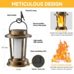 TuyLuxe Solar Laternen 2er-Set – Flammeneffekt Gartendeko IP65 wasserdicht Bronzefarbig – Bild 4