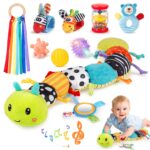 Joyreal 10-teiliges Sensorikspielzeug-Set für Neugeborene – Musikraupe & Tummy Time Toys