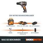 WORX WX102 Akku Bohrschrauber 20V – Bürstenlos mit 2 Akkus, Ladegerät & Koffer – Bild 8