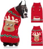 HYLYUN Weihnachtspullover Hund XL – Rentier-Motiv mit Leinenöffnung & Rollkragen