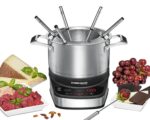 Rommelsbacher Elektro Fondue Set F 1200 – Edelstahl Fonduetopf mit 3 Programmen für Käse & Öl