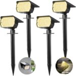 WENATY 4er Set Solarstrahler mit 46 LEDs – Warmweiss IP65 für Garten & Hof