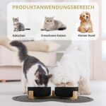 Zosenyer Katzennapf Set 2er Keramik – Ergonomischer Futternapf mit Holzständer für Katzen & kleine Hunde – Bild 3