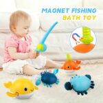 twoonto Magnetisches Angelspiel Badespielzeug – 6-teiliges Aufziehbares Schwimmset für Kleinkinder – Bild 6