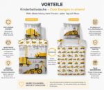 SkyBrands Kinder Bettwäsche 135x200 cm Baumwolle – Baustelle Wendebezug mit Reissverschluss – Bild 3