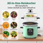 Macook Reiskocher 0,6L – Kompakter 2-in-1 Reiskocher & Dampfgarer für 3 Tassen – Bild 3