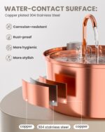 tomxcute Katzenbrunnen 3,2L Edelstahl mit Kupfer – Trinkbrunnen für Katzen & Hunde – Bild 4
