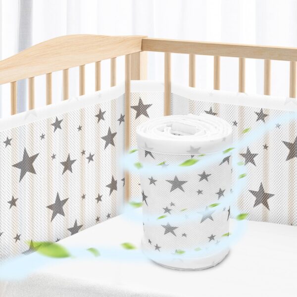 WYSWYG Baby Nestchen 70x140 cm mit atmungsaktivem Mesh – Gitterschutz für Kinderbetten