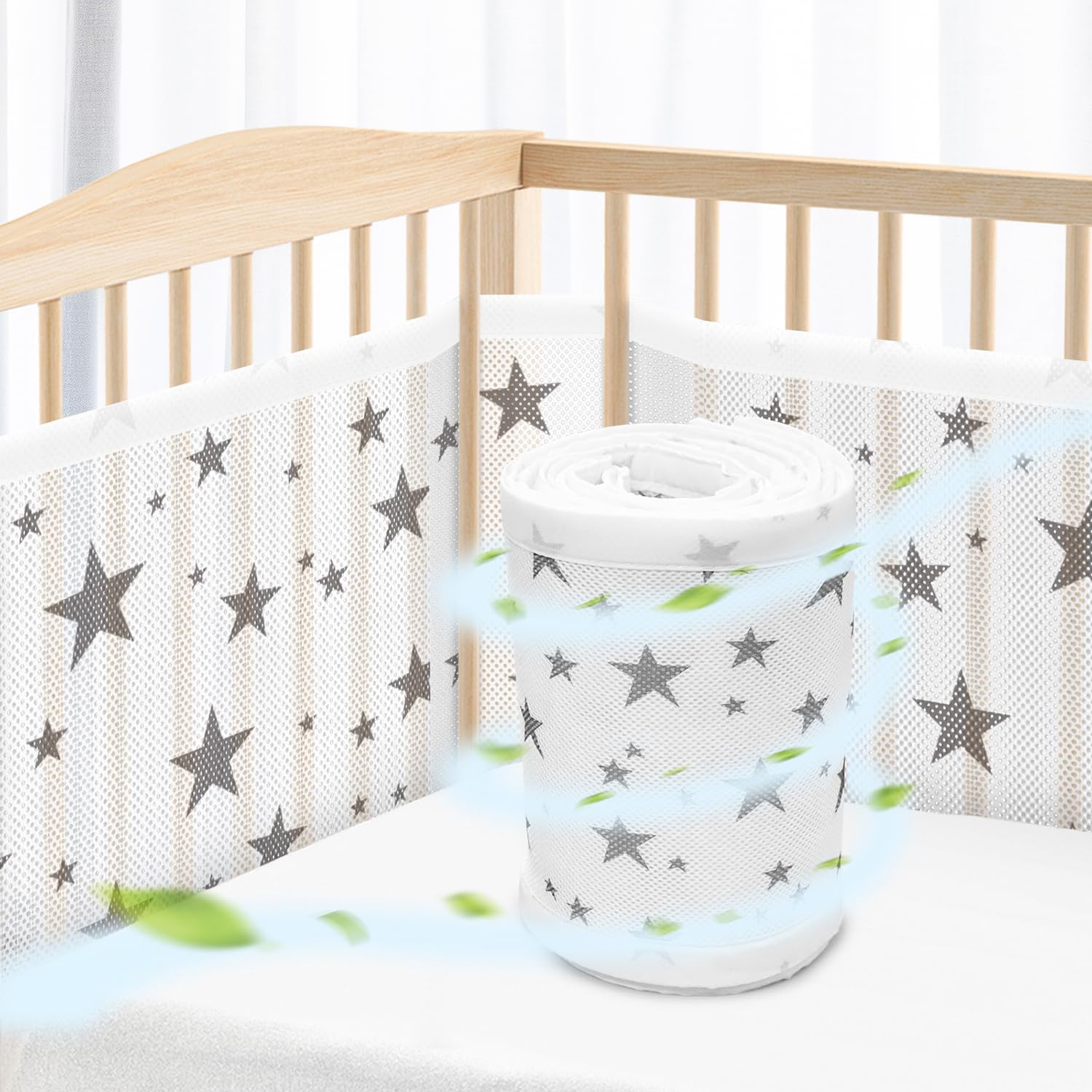 WYSWYG Baby Nestchen 70x140 cm mit atmungsaktivem Mesh – Gitterschutz für Kinderbetten