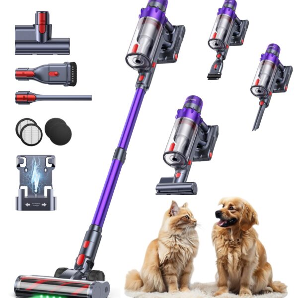 SMOTURE Akku Staubsauger VAC02 55.000 Pa – 70 Min Laufzeit, Automodus & Anti-Tangle für Tierhaare