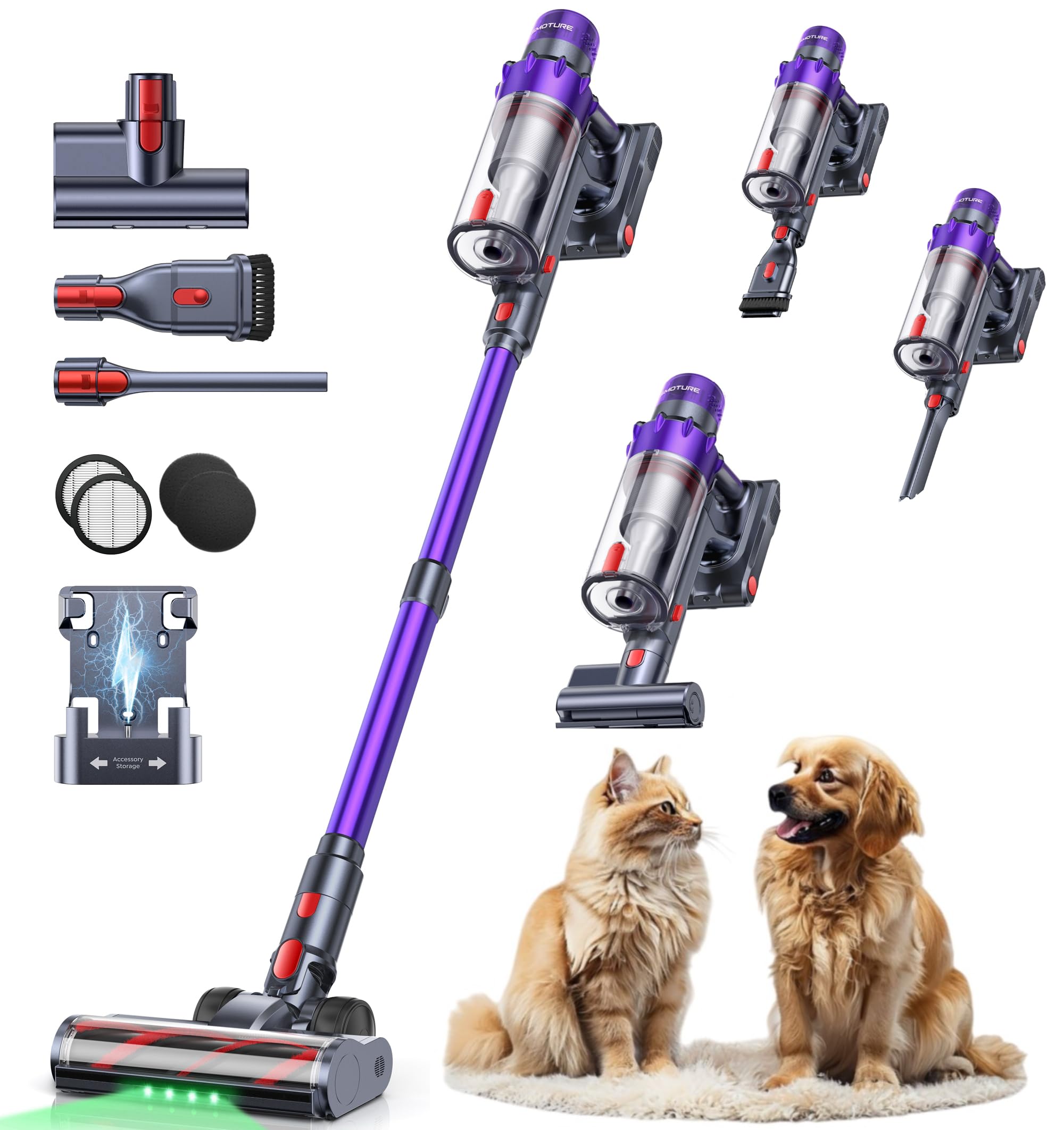 SMOTURE Akku Staubsauger VAC02 55.000 Pa – 70 Min Laufzeit, Automodus & Anti-Tangle für Tierhaare