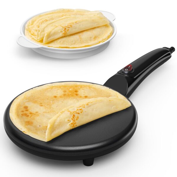 SNAILAR Crêpe-Maker 800W mit Antihaftbeschichtung – Elektrischer Pfannkuchen-Maker mit automatischer Temperaturkontrolle