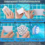 vsshe Poolbeleuchtung LED Unterwasser 2er Set – IP68 wasserdicht mit Fernbedienung & 16 Farben – Bild 6