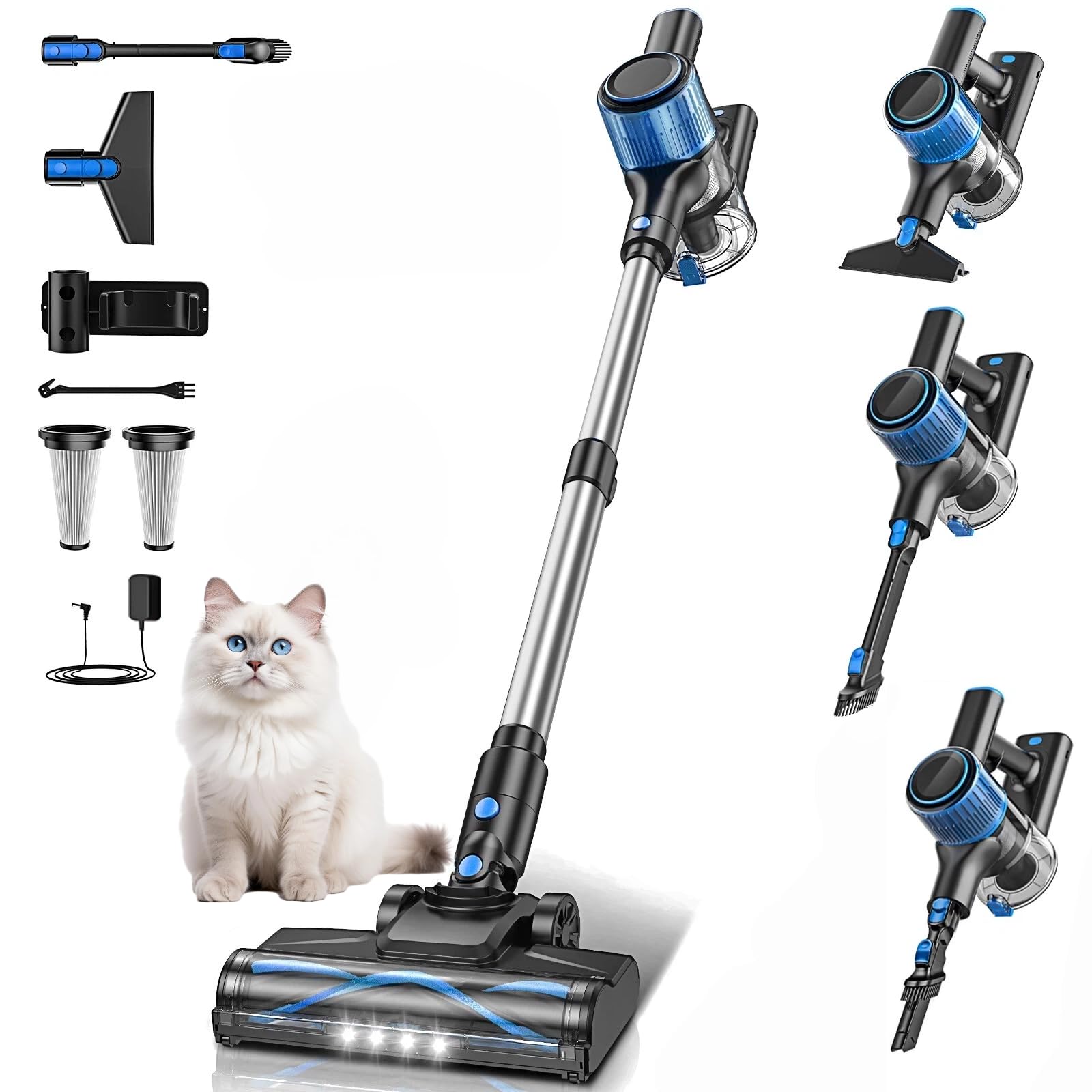 SUXIANGVAC Akku Staubsauger 45 kPa/400W – 45 Min Laufzeit, kabellos für Tierhaare & Hartböden
