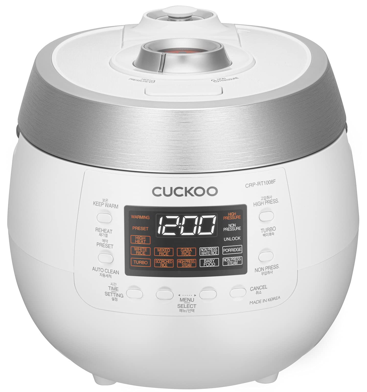 CUCKOO CRP-RT1008F Digitaler Dampfdruck-Reiskocher – 1,8L für bis zu 10 Tassen