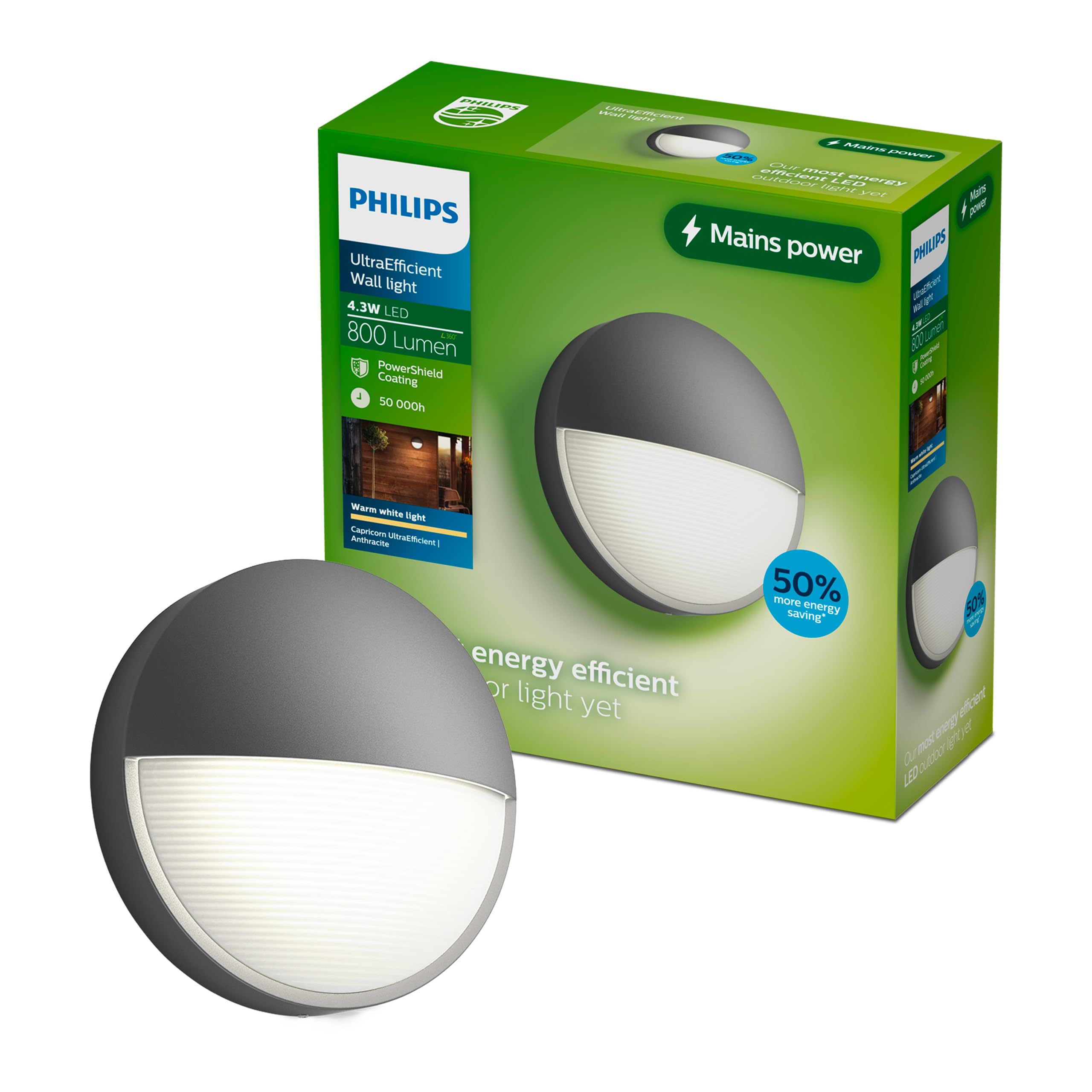 Philips Capricorn LED Aussenwandleuchte 700 lm – Moderne Gartenbeleuchtung IP44 Anthrazit