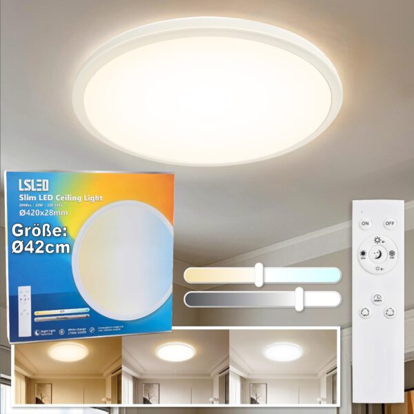 L5L3D LED Deckenleuchte Ø42cm mit Fernbedienung – Dimmbar & 3 Farbtemperaturen