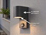 meineWunschleuchte Außen-Wandleuchte Anthrazit mit Bewegungsmelder – Moderne Downlight für Hauseingang – Bild 4
