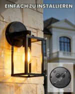 EBION Außenwandleuchte E27 mit Aluminium & Hartglas – IP54 wasserdicht für Terrasse – Bild 4