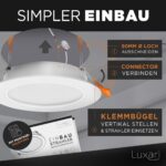 Luxari LED Einbaustrahler 6er Set 9W 230V – Flache Deckenstrahler IP54 3000K Warmweiss – Bild 5