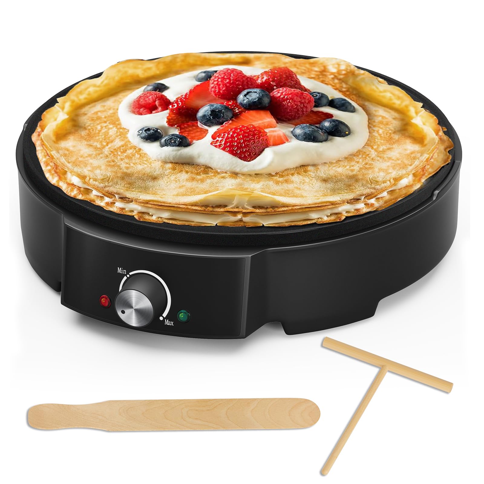 HOMELUX Crêpes Maker Ø 30 cm mit 1200W – Antihaftbeschichtung & Temperaturregler