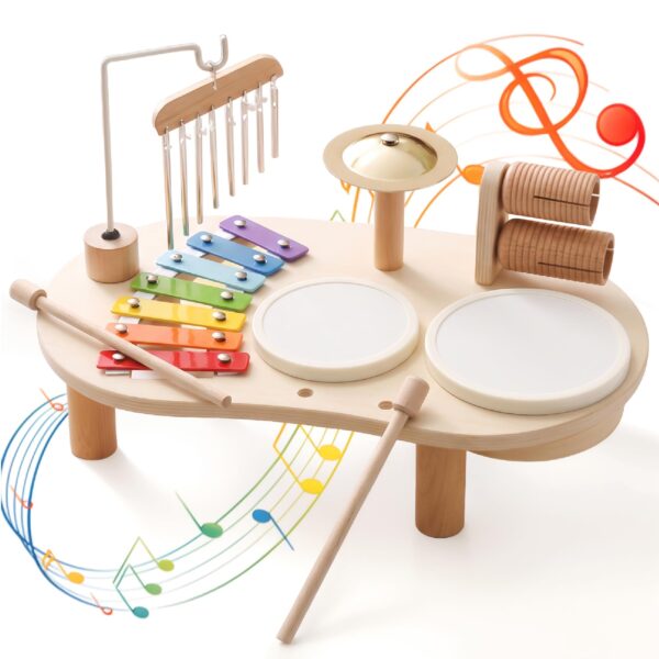 Holz-Schlagzeug Baby Musikspielzeug mit Xylophon & Percussion – Montessori Musikinstrumente